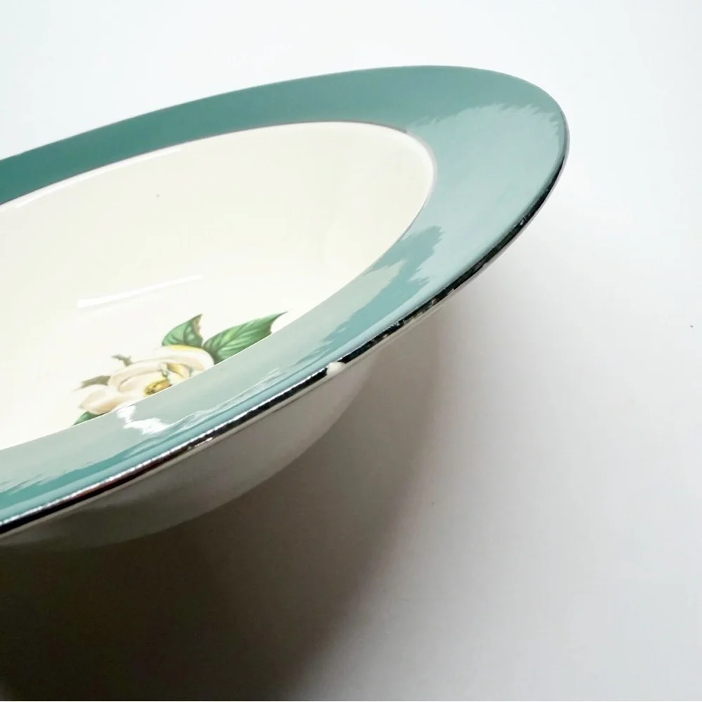 Vintage Homer Laughlin Cavalier Eggshell Gardenia Floral Serving Bowl B53N5 CV19